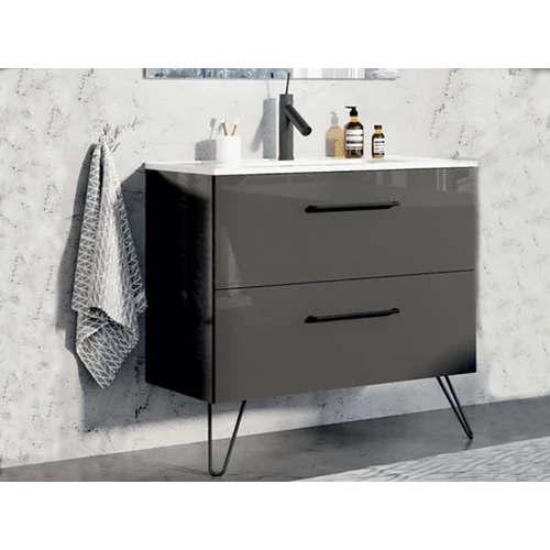 Arezzo Carmel 90 cm-es alsószekrény 2 fiókkal magasfényű antracit AR-167220