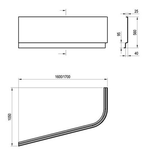 Ravak CHROME 160-as aszimmetrikus előlap balos CZA5100A00