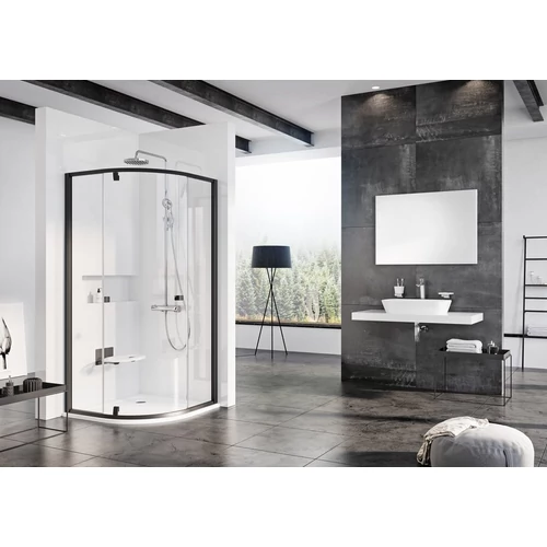 Ravak PSKK3-80 háromrészes negyedköríves kifelé nyíló zuhanysarok  Fekete+Transparent 37644300Z1