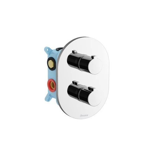 Ravak Chrome háromutas termosztátos, falba süllyesztett csaptelep R-box Multihoz (CR 067.00) X070075