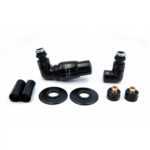 AREZZO design Cornerpex radiátor szelep fekete, bal AR-CORNERPEX-B-L