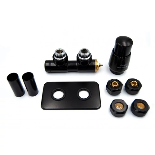 AREZZO design Duopex radiátor szelep fekete, jobb AR-DUOPEX-B-R