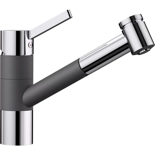 BLANCO TIVO-S Silgranit/króm kihúzható zuhanyfejes mosogató csaptelep (palaszürke, #518798)