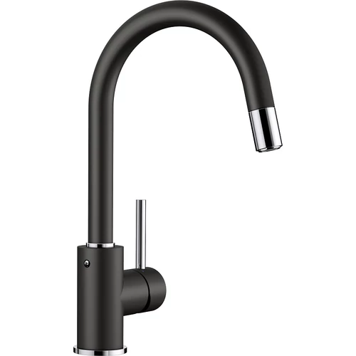 BLANCO MIDA-S SILGRANIT kihúzható perlátoros mosogató csaptelep, fekete 526146