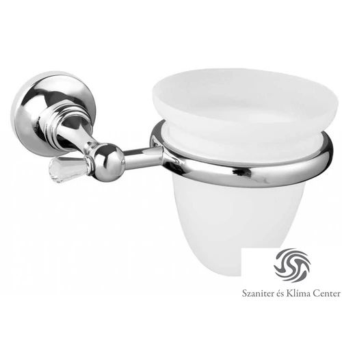 Bugnatese COMPLEMENTI Fali pohártartó matt üveggel swarovski gombbal króm színben 27802