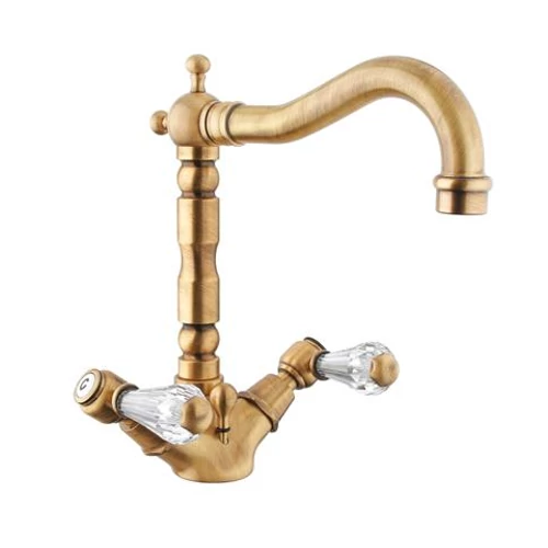 Bugnatese Revival (434BR) bronz mosdócsaptelep Magasított, Cristallo fogantyúval