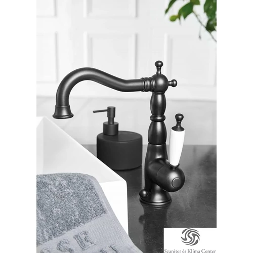 Bugnatese OXFORD Mosdócsaptelep leeresztő nélkül matt fekete színben 6313SOP