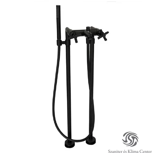 Bugnatese RODOS Szabadonálló kádcsaptelep kézizuhannyal matt fekete színben 7300POP