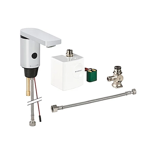 Geberit 186 álló automata mosdócsaptelep generátorral, külső keverőszeleppel 116.366.21.1