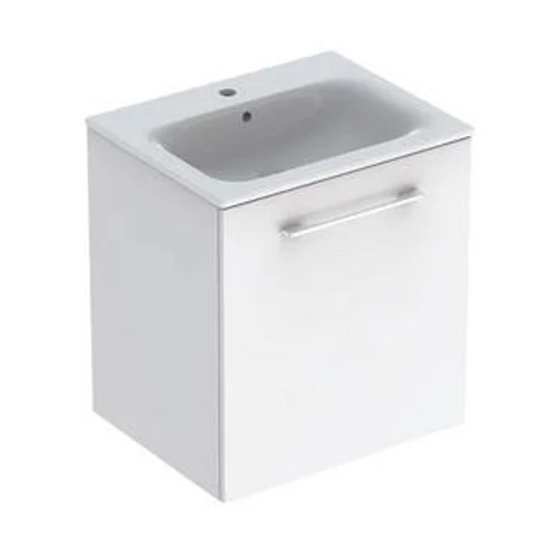 Geberit Selnova Square mosdószekrény, keskeny peremű mosdóval, egy ajtós, fehér 501.252.00.1