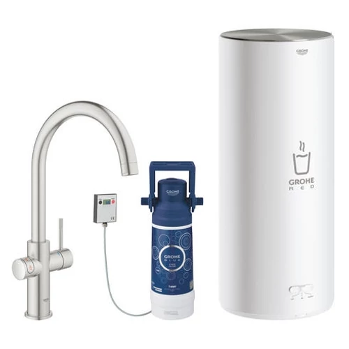 Grohe Red Duo csaptelep és kombi bojler L méret, supersteel (7 liter) (30079DC1)