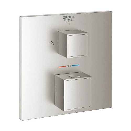 Grohe Grohtherm Cube Termosztátos falsík alatti keverő 2 fogyasztóhoz, matt szuperacél 24154DC0