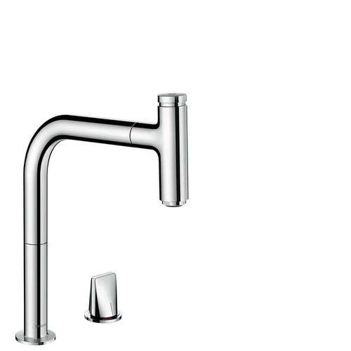 Hansgrohe M7119-H200 2-lyukú egykaros konyhai csaptelep kihúzható kifolyóval, króm 73804000