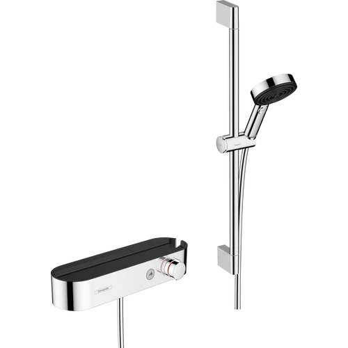 Hansgrohe Pulsify Select S Zuhanyszett 105, 3 jet Relaxation, kézizuhannyal termosztáttal, és 65 cm-es zuhanyrúddal, csúszkával és zuhanytömlővel króm 24260000