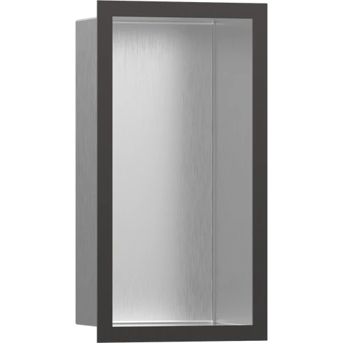 Hansgrohe XtraStoris Individual Falfülke szálcsiszolt rozsdamentes acél felülettel, design kerettel 300/150/100 szálcsiszolt fekete/króm 56094340