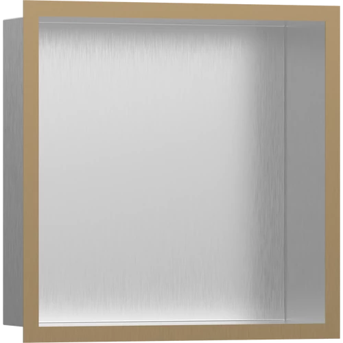 Hansgrohe XtraStoris Individual Falfülke szálcsiszolt rozsdamentes acél felülettel, design kerettel 300/300/100 szálcsiszolt bronz 56097140