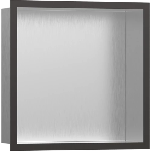 Hansgrohe XtraStoris Individual Falfülke szálcsiszolt rozsdamentes acél felülettel, design kerettel 300/300/100 szálcsiszolt fekete/króm 56097340