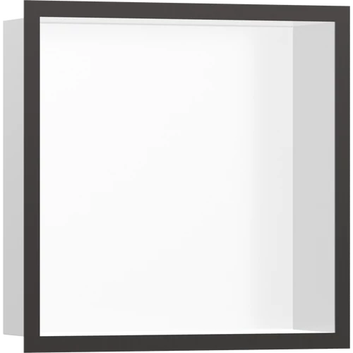 Hansgrohe XtraStoris Individual Falfülke matt fehér színben, design kerettel 300/300/100 szálcsiszolt fekete/króm 56099340