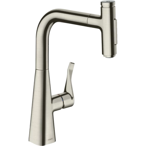 Hansgrohe Metris Select M71 M7117-H240 egykaros konyhai csaptelep kihúzható kifolyóval nemesacél felület 73822800