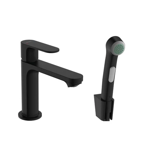 Hansgrohe REBRIS S 110 mosdócsaptelep bidette zuhannyal, leeresztő nélkül, matt fekete, 72215670