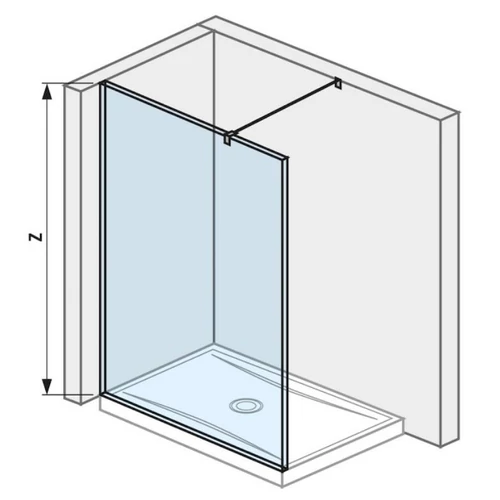 JIKA PURE 130 zuhanyfal, oldalfalhoz rögzített, oldalrögzítő profillal, 1 támasz H2674240026681