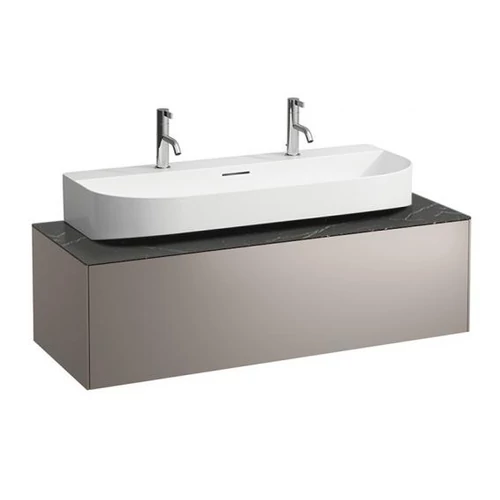 Laufen Fiók elem, 1 fiók, 816347 csiszolt alsó felületű mosdóhoz, kivágással középen, Titán és Nero Marquina H4054610341421