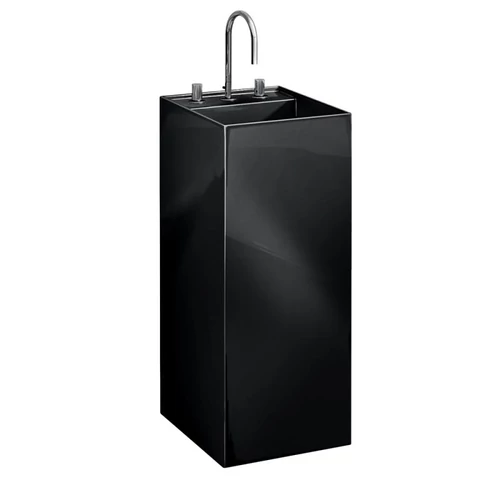 Laufen Szabadon álló mosdó, speciális rejtett lefolyóval három csaplyukkal, túlfolyónyílás nélkül , Fényes fekete H8113310201581