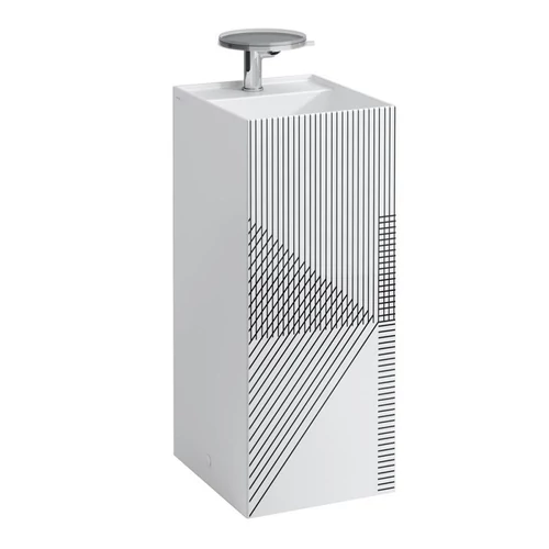 Laufen Szabadon álló mosdó, speciális rejtett lefolyóval túlfolyónyílás nélkül, egy csaplyukkal , Vonalmintás, szürke H811331D011111