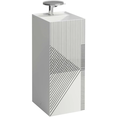 Laufen Szabadon álló mosdó, speciális rejtett lefolyóval túlfolyónyílás nélkül, csaplyuk nélkül , Vonalmintás, szürke H811331D011121