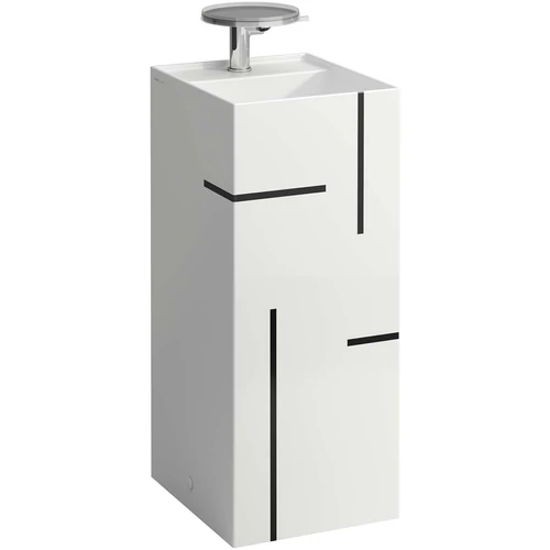 Laufen Szabadon álló mosdó, speciális rejtett lefolyóval túlfolyónyílás nélkül, csaplyuk nélkül , Vonalas, fekete H811331D021121