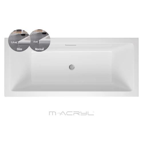 M-Acryl Sabina Pro Slim 160x75 cm egyenes kád kádlábbal 12482