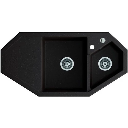 Marmorin DEBRA egymedencés gránit mosogató, gyümölcsmosóval csepegtetővel, fekete 436 613 002