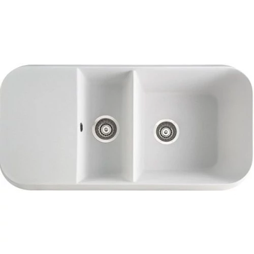 Marmorin OPAL egymedencés gránit mosogató, gyümölcsmosóval, fehér 440 510 006