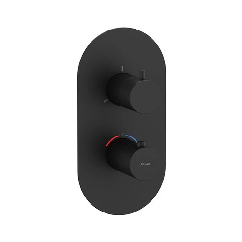 Ravak ES 067.20BLM.O3.RB07C Termosztátos falba süllyesztett csaptelep, háromutas, belső egység nélkül - Black Matt X070289