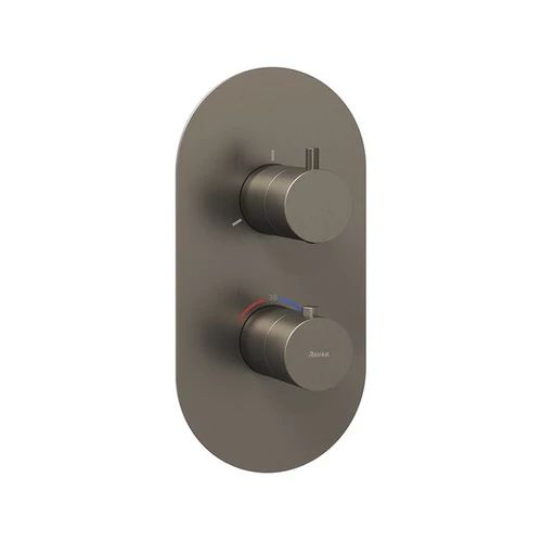 Ravak ES 067.20GB.O3.RB07C Termosztátos falba süllyesztett csaptelep, háromutas, belső egység nélkül - Graphite Brushed X070326