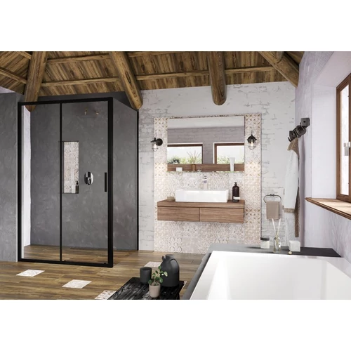 Ravak Blix Slim Fix zuhanyfal BLSPS-90 fekete +Transparent X9BM70300Z1