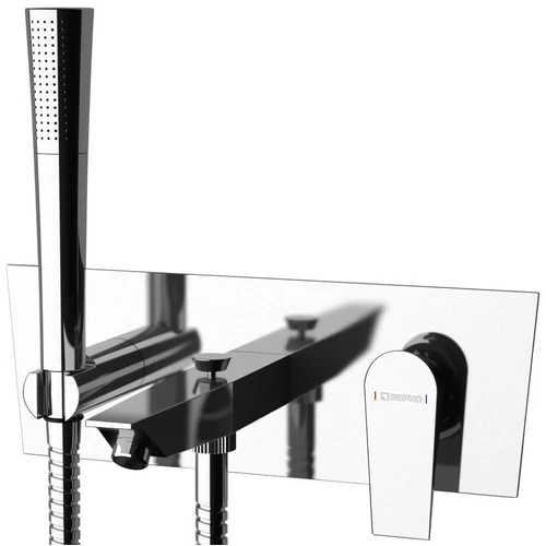 Sapho AXAMITE falba süllyesztett kádtöltő csaptelep széles kifolyóval, zuhanyszettel, króm (AX09)