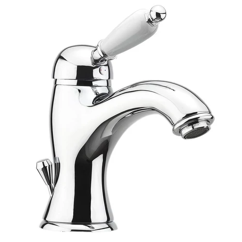 Sapho KIRKÉ mosdócsaptelep, automata leeresztővel, fehér kerámia karral, króm (KI02BC)