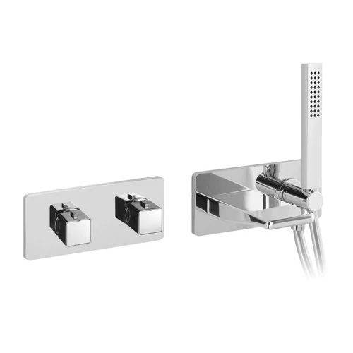 Sapho NOTOS Falba süllyesztett termosztátos kádtöltő csaptelep, 2-irányú váltóval, zuhanyszettel, króm (NN593)