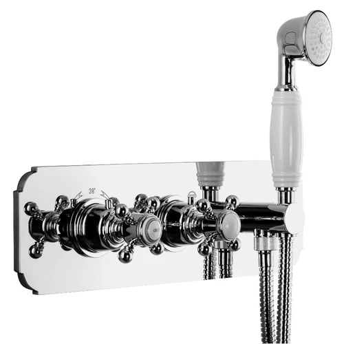 Sapho SASSARI falba süllyesztett termosztátos zuhanycsaptelep, 2-irányú váltóval, zuhanyszettel, króm (SR493)