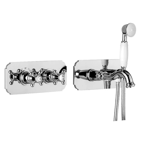 Sapho SASSARI falba süllyesztett termosztátos kádtöltő csaptelep, 2-irányú váltóval, zuhanyszettel, króm (SR593)