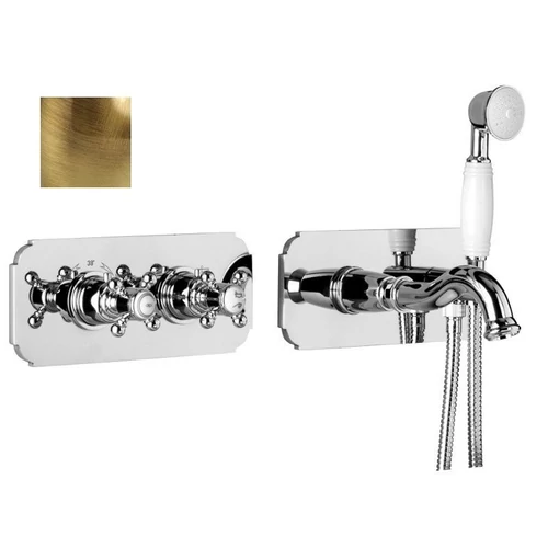 Sapho SASSARI falba süllyesztett termosztátos kádtöltő csaptelep, 2-irányú váltóval, zuhanyszettel, bronz (SR593BR)