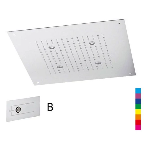 Sapho CHROMOTHERAPY fejzuhany mennyezeti fényterápiával, esőztetővel, vezérlővel, 320x320mm, inox (CH3232B)