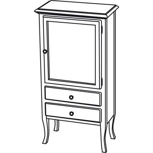 SAPHO RETRO alsószekrény, 1 üvegajtóval, 2 fiókkal, jobbos, 60x120x38cm, antik fehér (1691)