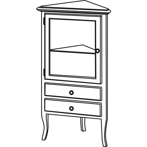 SAPHO RETRO állószekrény, 1 üvegajtóval, 2 fiókkal, balos, 60x120x47cm, antik fehér (1692)