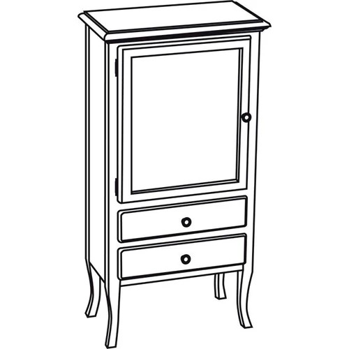 SAPHO RETRO alsószekrény, 1 üvegajtóval, 2 fiókkal, balos, 60x120x38cm, antik fehér (1712)