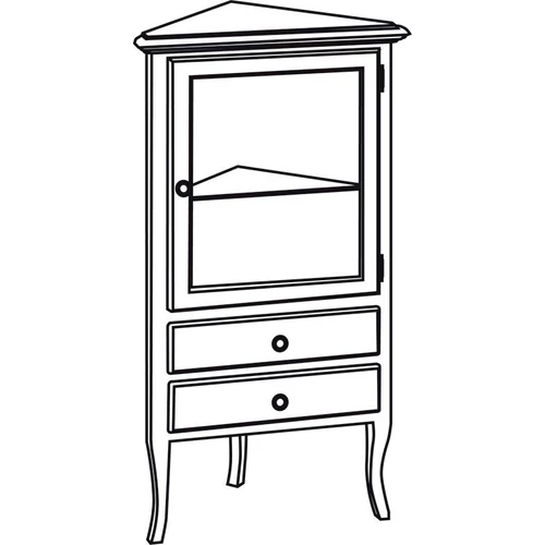 SAPHO RETRO állószekrény, 1 üvegajtóval, 2 fiókkal, jobbos, 60x120x47 cm, antik fehér (1717)