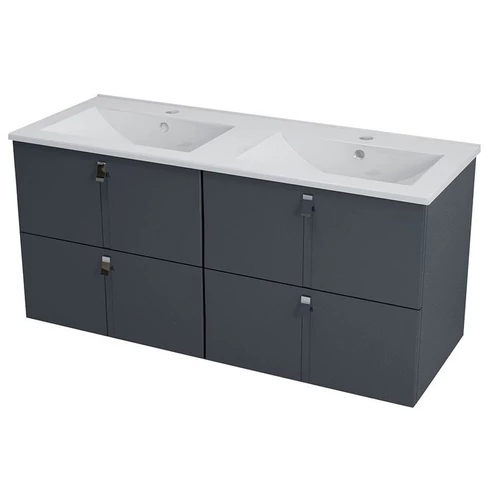 SAPHO MITRA mosdótartó szekrény mosdóval, 4 fiókos, 150x55x46 cm , antracit (2XMT0721601-150)