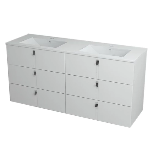 SAPHO MITRA mosdótartó szekrény mosdóval, 6 fiókos, 150x70x46 cm , fehér (2XMT0811601-150)