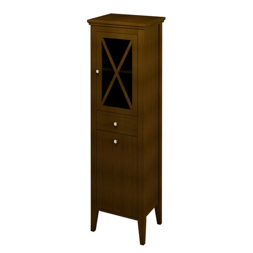 SAPHO CROSS állószekrény szennyeskosárral, 1 üvegajtóval, 1 fiókkal, jobbos, 47x170x39cm, mahagóni (CR015)